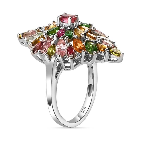 Nat&uuml;rlicher Mehrfach-Turmalin Ring, 925 Silber platiniert  ca. 3,68 ct image number 5