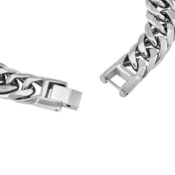 Panzerarmband, Hochglanzpoliert, Reiner Edelstahl, Silberfarben, ca. 21 cm ca. 43,00g image number 4