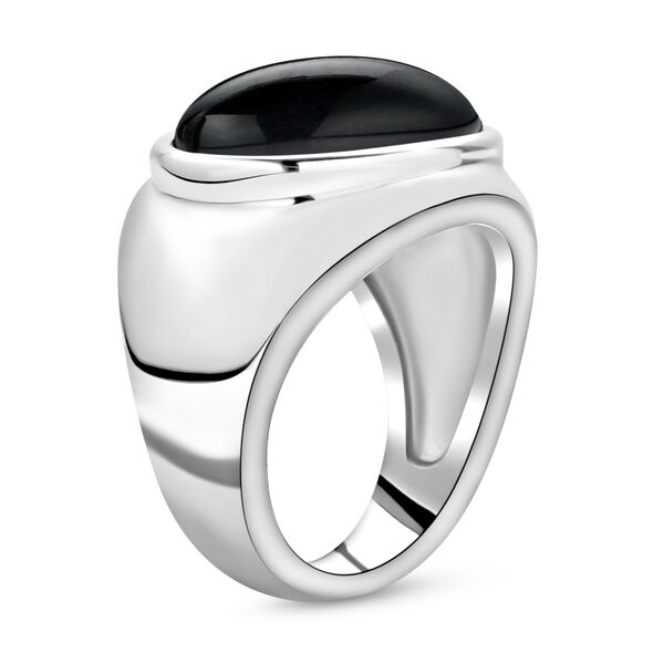 2er-set schwarz gef&auml;rbter Achat-Ring und Anh&auml;nger mit Kette, ca. 50 cm, Edelstahl, ca. 27,00 ct image number 4