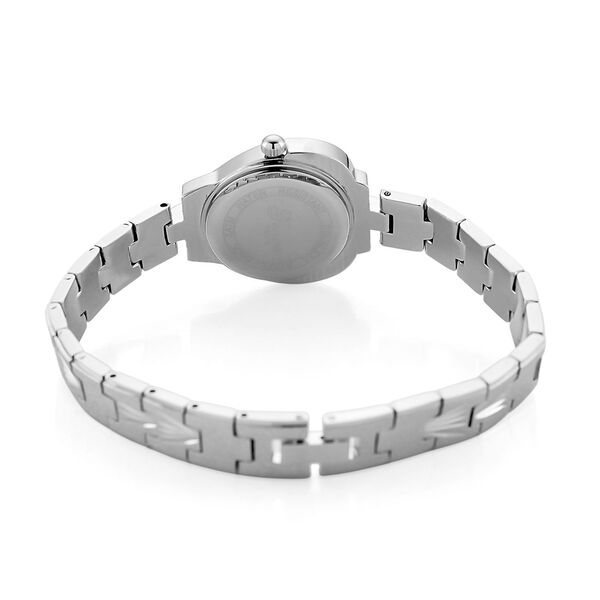 GENOA TIME - Herz-Armbanduhr Legierung, nickelfreies Messing, silberfarben, mit wei&szlig;en Kristallen, Zifferblatt Rosa-Sunshine, 3 ATM wasserdicht image number 7