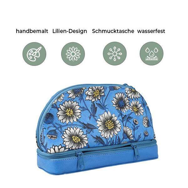 SUKRITI - 100% Leder: handbemalter Beauty Organizer, Blau image number 4