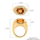 Citrin, Weißer Zirkon Ring, 925 Silber Gelbgold Vermeil, (Größe 17.00) ca. 5.50 ct image number 6
