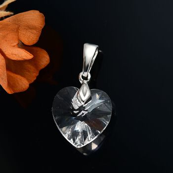 J Francis gefertigt mit SWAROVSKI- Wei&szlig;er Swarovski Kristall Herz Anh&auml;nger