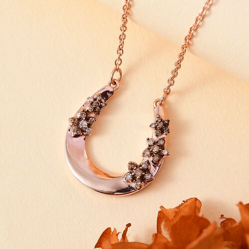 GP Celestial Kollektion - Natürliche Champagner Diamant und Kanchanaburi blaue Saphir-Halskette, 45 cm - 0,26 ct. image number 1