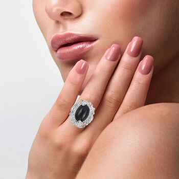 Royal Bali - Schwarz Stern Diopsid Ring, 925 Silber (Gr&ouml;&szlig;e 16.00) ca. 17,05 ct