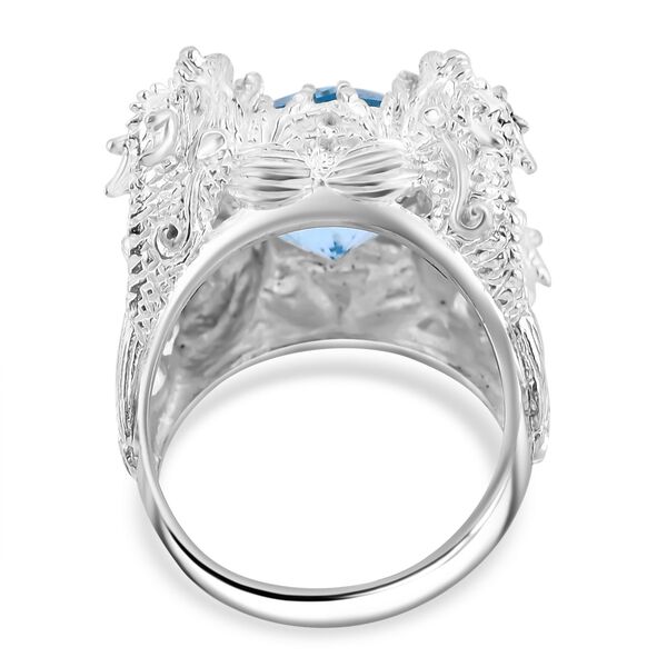 Royal Bali - Himmelblauer Topas Ring 925 Silber (Größe 19.00) ca. 13.40 ct image number 4
