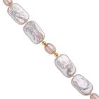 Weiße Biwa-Perle und lila Süßwasser Perlen-Halskette, 50 cm - 217 ct. image number 3