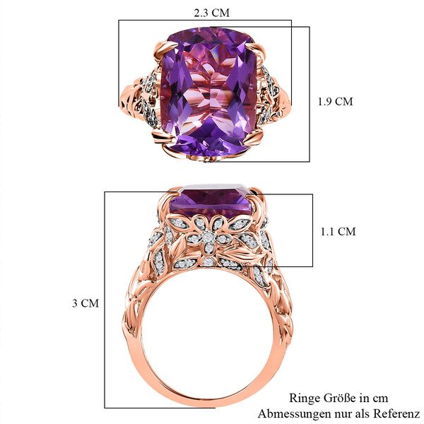 AAA Rose De France Amethyst und Zirkon Ring - 10,95 ct. image number 7