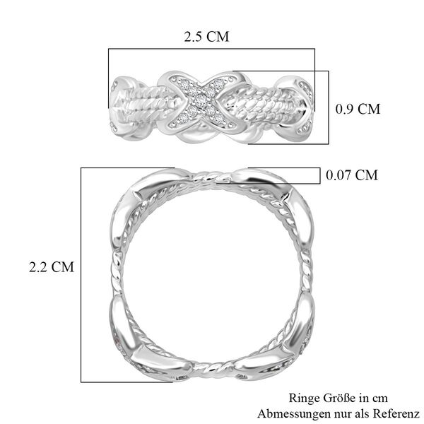 Lustro Stella Weißer Zirkonia Ring 925 Silber XO Band rhodiniert (Größe 17.00) image number 6