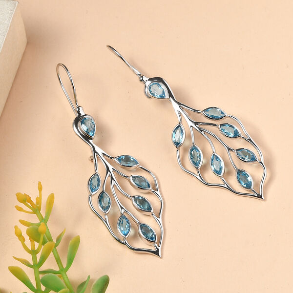 Sajen Silber - Schweizer Blauer mystisher Quarz Ohrringe 925 Silber rhodiniert ca. 5.44 ct image number 2