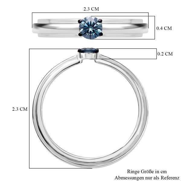 LUXURIANT DIAMOND - Lab Grown Blauer Diamant SI-GH SGL zertifiziert Ring, 925 Silber rhodiniert (Gr&ouml;&szlig;e 19.00) ca. 0.25 ct image number 5