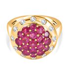 Afrikanischer Rubin (Fissure gef&uuml;llt) Ring 925 Silber Gelbgold Vermeil (Gr&ouml;&szlig;e 17.00) ca. 3,59 ct