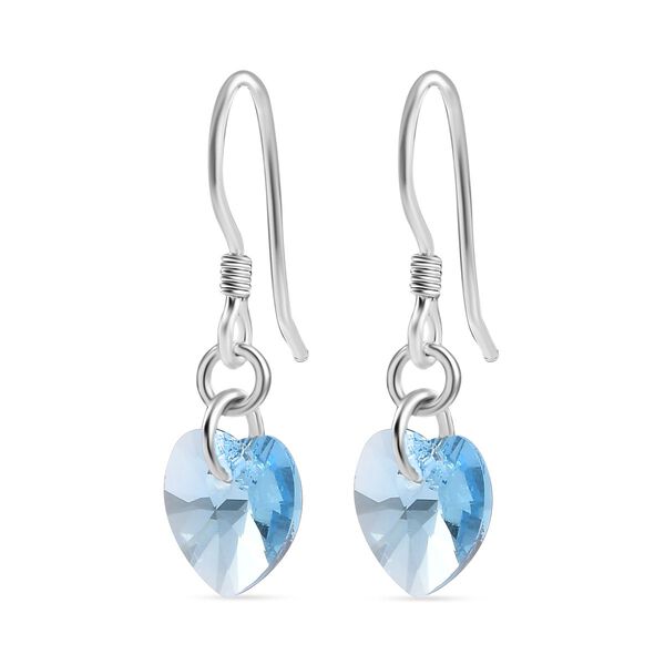 J Francis gefertigt mit SWAROVSKI- Aquamarin Swarovski Kristall Herz Ohrringe image number 4