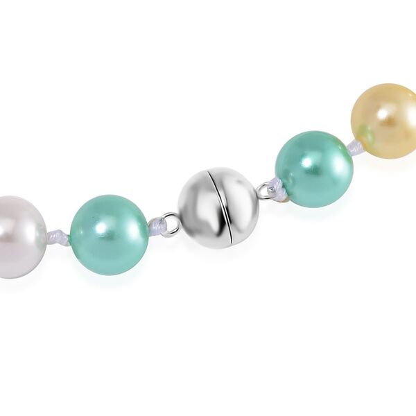 Goldene, weiße und grüne Muschelkernperlen-Halskette, 50cm image number 4