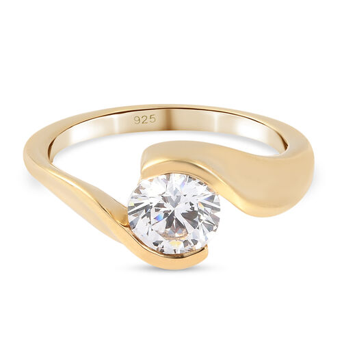 LUSTRO STELLA Hergestellt mit ZIRKONIA Solitär Ring 925 Silber 585 Vergoldet (Größe 16.00) ca. 1,63 ct image number 0