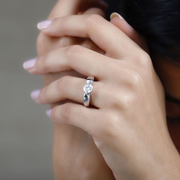 Moissanit Ring, 925 Silber platiniert - 0,94 ct. image number 9