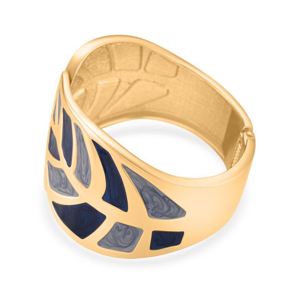 Emaille-Armband in Grau mit goldfarbenem Blattmuster, ca. 17 cm image number 5