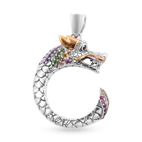 Royal Bali Kollektion - mehrfarbiger Edelstein-Drachen-Anhänger, 925 Silber ca. 1,91 ct image number 0
