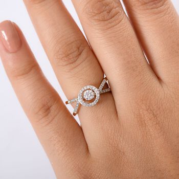 LUXURIANT SGL zertifizierte SI-GH Labor Diamant Ringe, 925 Silber 750 Gelbgold Vermeil - 0,50 ct.