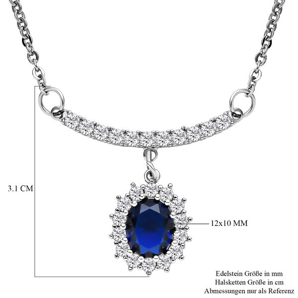 Simulierte, blaue Kristall und Zirkonia-Halskette, 50 cm - 1.50 ct. image number 5