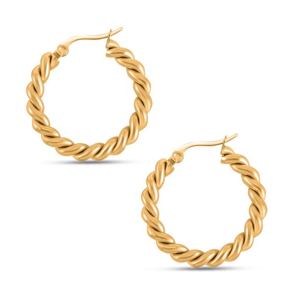 2er Set - Gedrehte Armreif und Ohrringe, Edelstahl, goldfarben image number 8