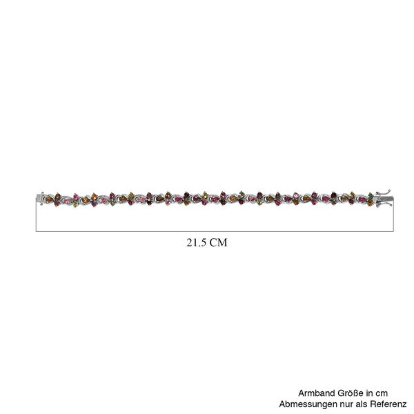 Natürlicher mehrfarbiger Turmalin Armband ca. 20 cm 925 Silber platiniert ca. 8.84 ct image number 5