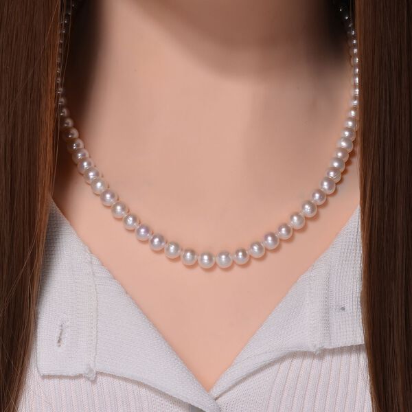 Wei&szlig;e S&uuml;&szlig;wasser Perle Halskette, 50 cm image number 2