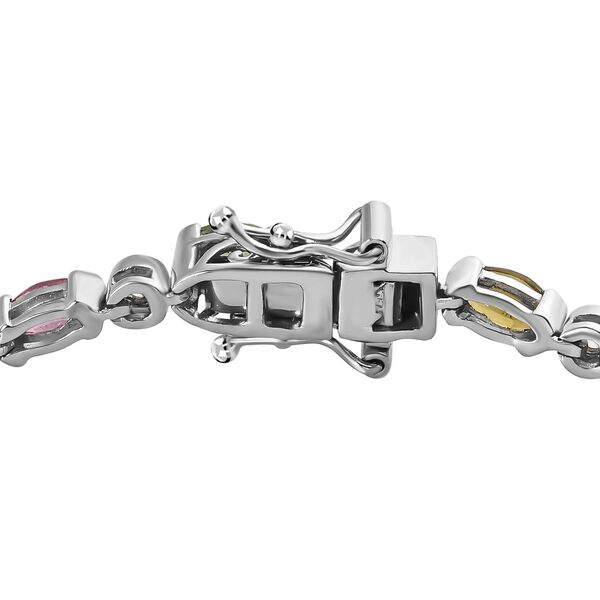 AA Mehrfach-Turmalin, Wei&szlig;er Zirkon Armband ca. 20 cm 925 Silber platiniert ca. 5.59 ct image number 4