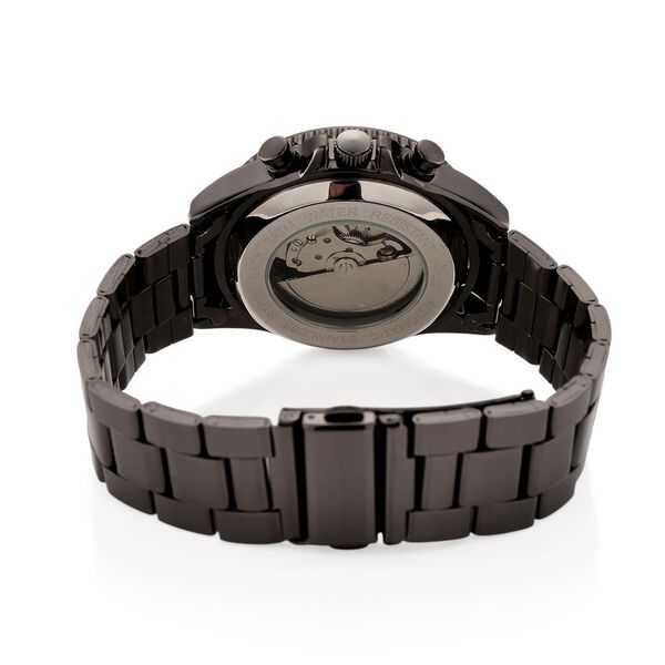 GENOA TIME Bicolor Armbanduhr, Edelstahlarmband, 42mm Geh&auml;use, Schwarz Rot image number 6
