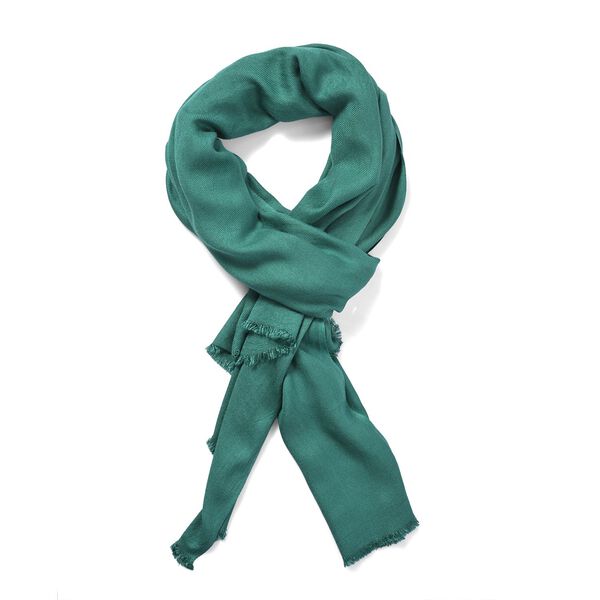 Reiner Viskose-Schal mit Fransen, 70x195cm, Blaugrün image number 5