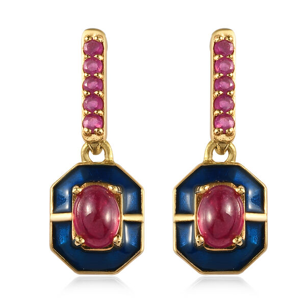 Emaillierte, afrikanische Rubin-Ohrh&auml;nger in Silber