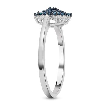 Blauer Diamant-Ring, 925 Silber platiniert  ca. 0,50 ct