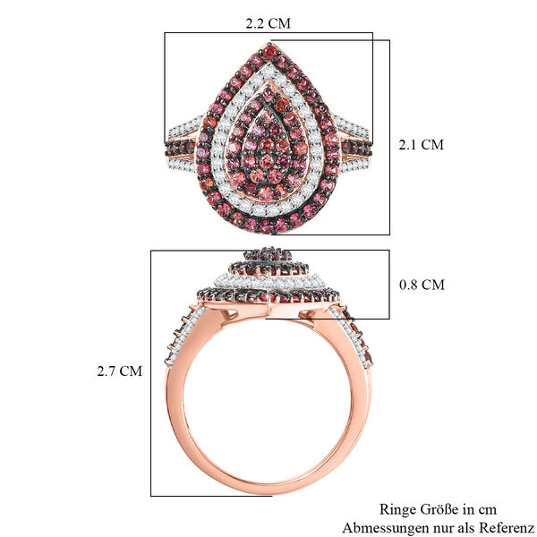 D'Joy AA Padparadscha Saphir und Zirkon Ring - 1,87 ct. image number 6