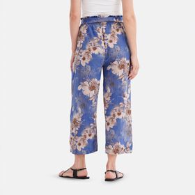 Weit geschnittene Hose, Blumenmuster, 99&times;35,5cm, Blau
