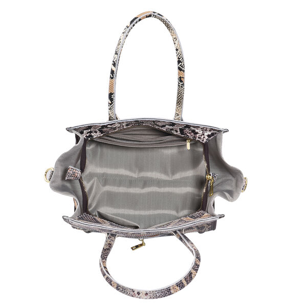 Chaos by Elsie: Schultertasche aus 100% echtem Leder mit RFID Schutz und abnehmbarem Riemen, Schlangenhaut Muster, Gr&ouml;&szlig;e 28x18x30 cm image number 6