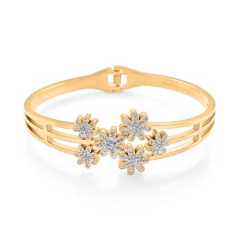 Wei&szlig;er Kristall Armreif ca. 19 cm Reiner Edelstahl, Goldfarben