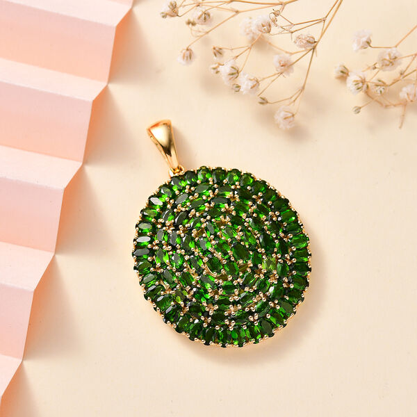 Nat&uuml;rlicher Chromdiopsid-Anh&auml;nger, 925 Silber vergoldet ca. 24,31 ct image number 2