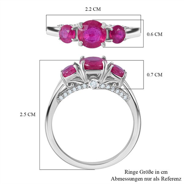 AA Afrikanischer Rubin (Fissure gefüllt) Ring, 925 Silber rhodiniert (Größe 18.00) ca. 2.15 ct image number 5