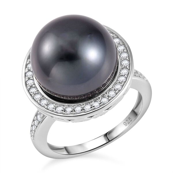 13-14mm Tahiti Perle und Zirkon Ring - 1,04 ct. image number 4
