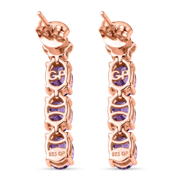 GP - AAA Rose De France Amethyst, Wei&szlig;er Zirkon Ohrringe 925 Silber 750 Ros&eacute;gold Vermeil ca. 4,85 ct. image number 5