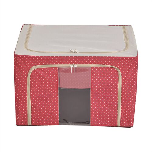 66L Aufbewahrungsbox mit Metallrahmen, Stapel- und faltbar, 50x40x33cm, Rot image number 0