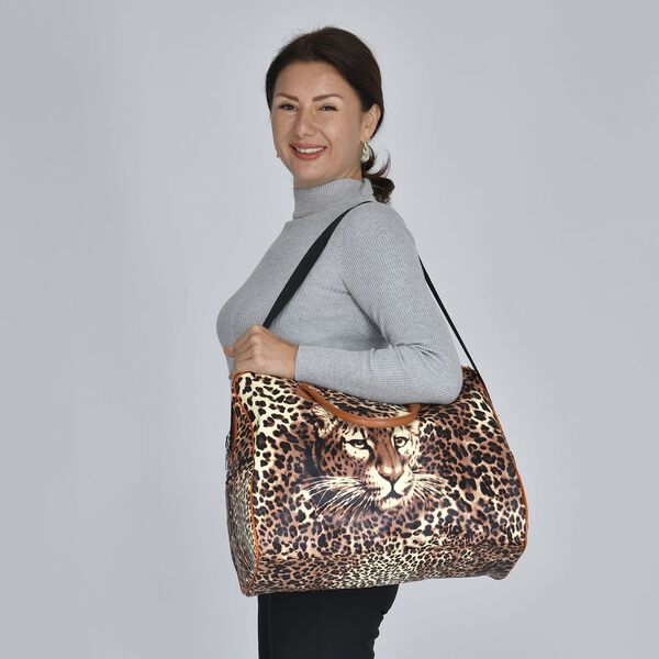 Safari-Tasche mit lebendigem Leopardenmuster, 43x20x38cm,  Braun image number 2