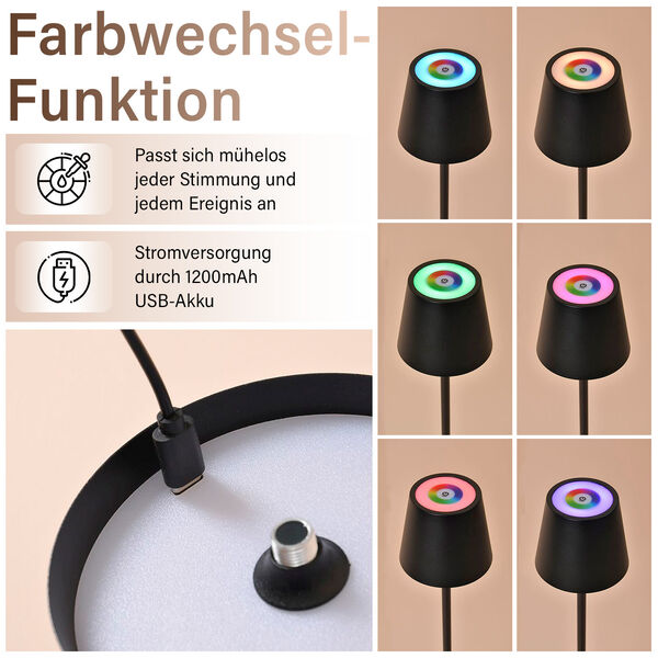 Kabellose Stehlampe mit Touch-Steuerung, Schwarz, 18x118 cm image number 4