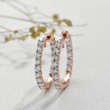 LUXURIANT VS-EF Labor Diamant Ohrringe, 925 Silber 750 Ros&eacute;gold Vermeil - 1,98 ct.