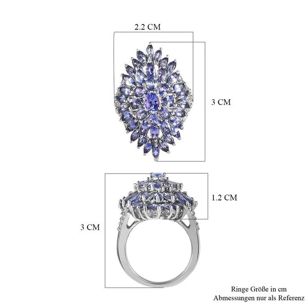 Tansanit und Zirkon Cluster Cocktail Ring - 5,15 ct. image number 7