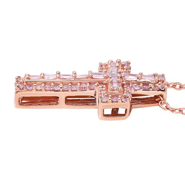 Rosa Diamant Kreuz-Anh&auml;nger mit Kette in Silber image number 4