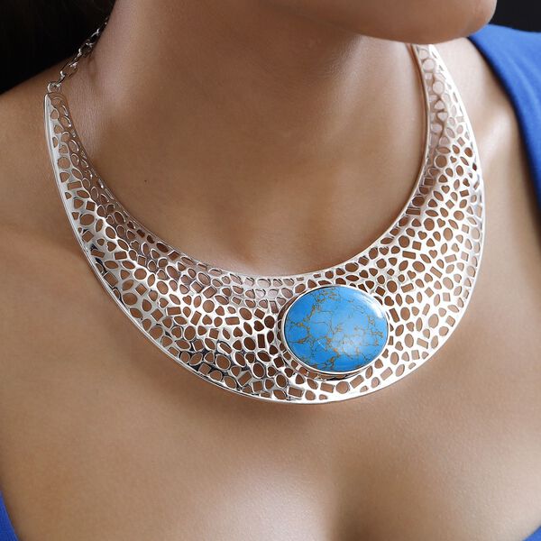 Blaue Türkis-Halskette, 45 cm - 59,36 ct. image number 2