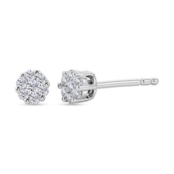 D'Joy Wei&szlig;er Diamant Ohrringe 925 Silber Rhodiniert (10-15 Werktage Lieferzeit) ca. 0.15 ct