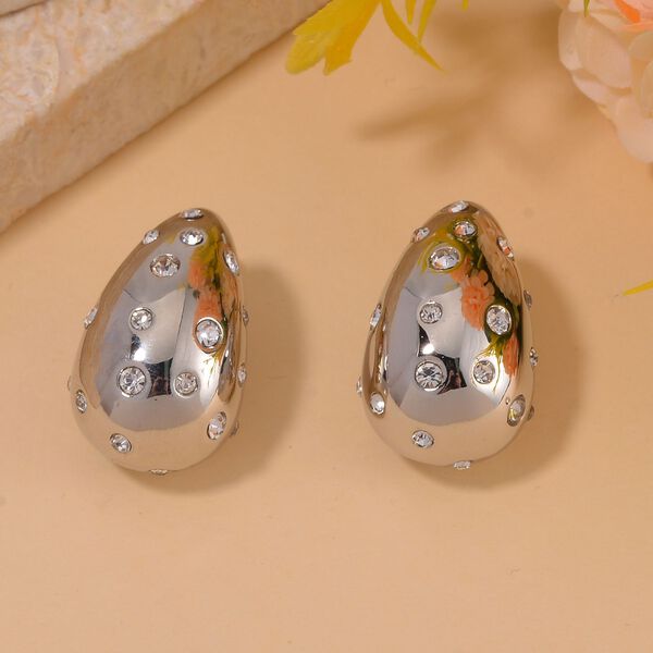 Wei&szlig;er Kristall Ohrringe Reiner Edelstahl image number 2