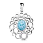 AA Natürlicher grüner Larimar, Weißer Zirkon Anhänger 925 Silber rhodiniert ca. 2.56 ct